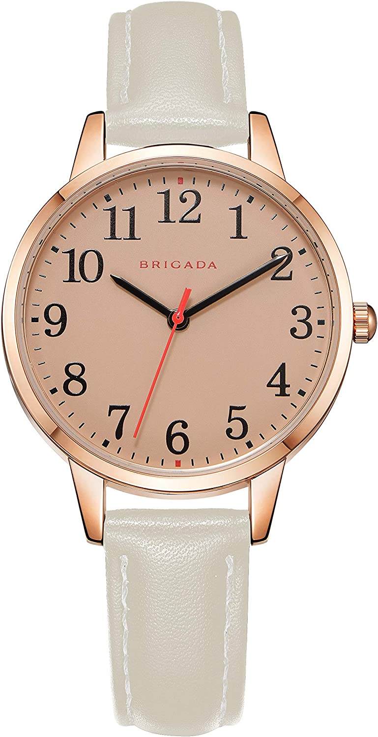 BRIGADA Women's Watch Elegant Watch for Women Leather Band Ladies Watch for Women Waterproof
