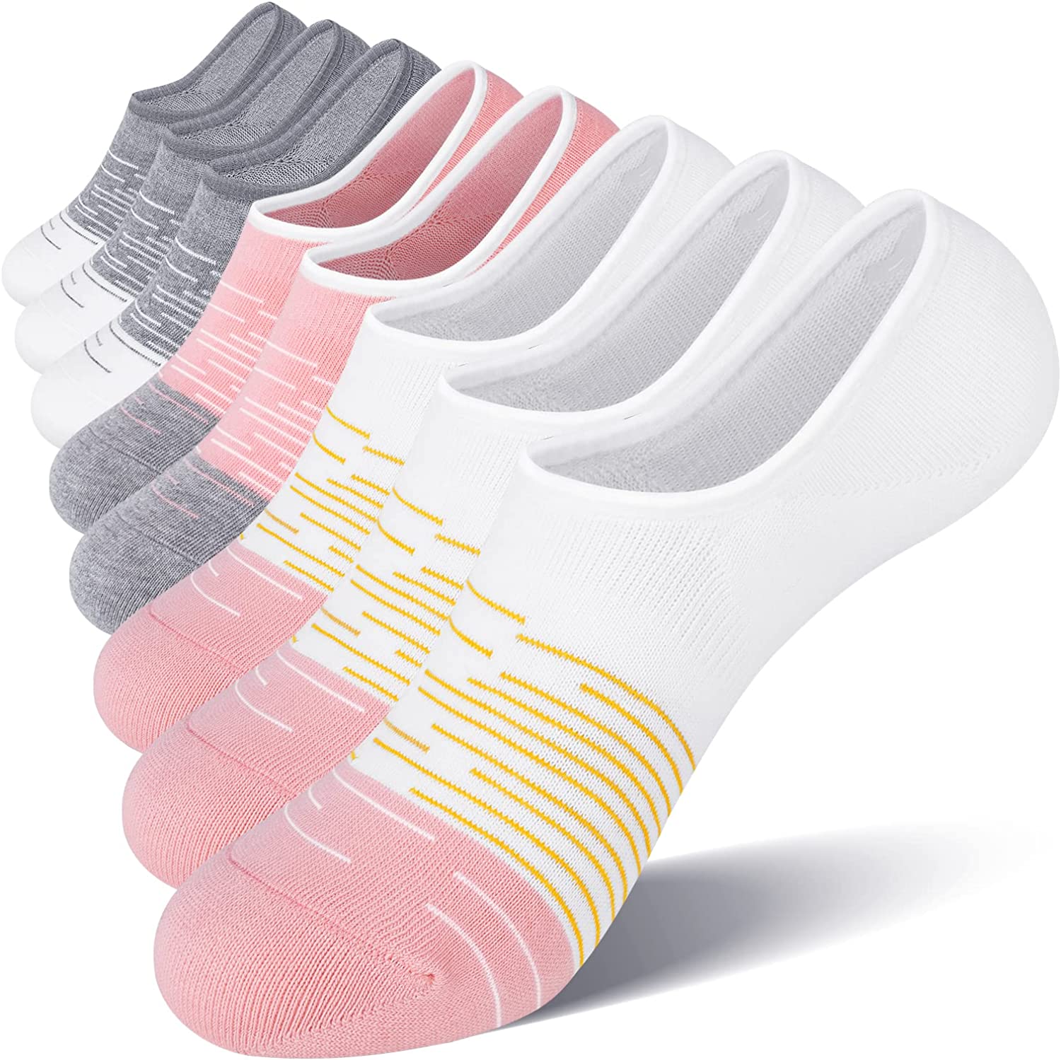 FITRELL 8 Pack Women's No Show Socks Size 6-9/9-11