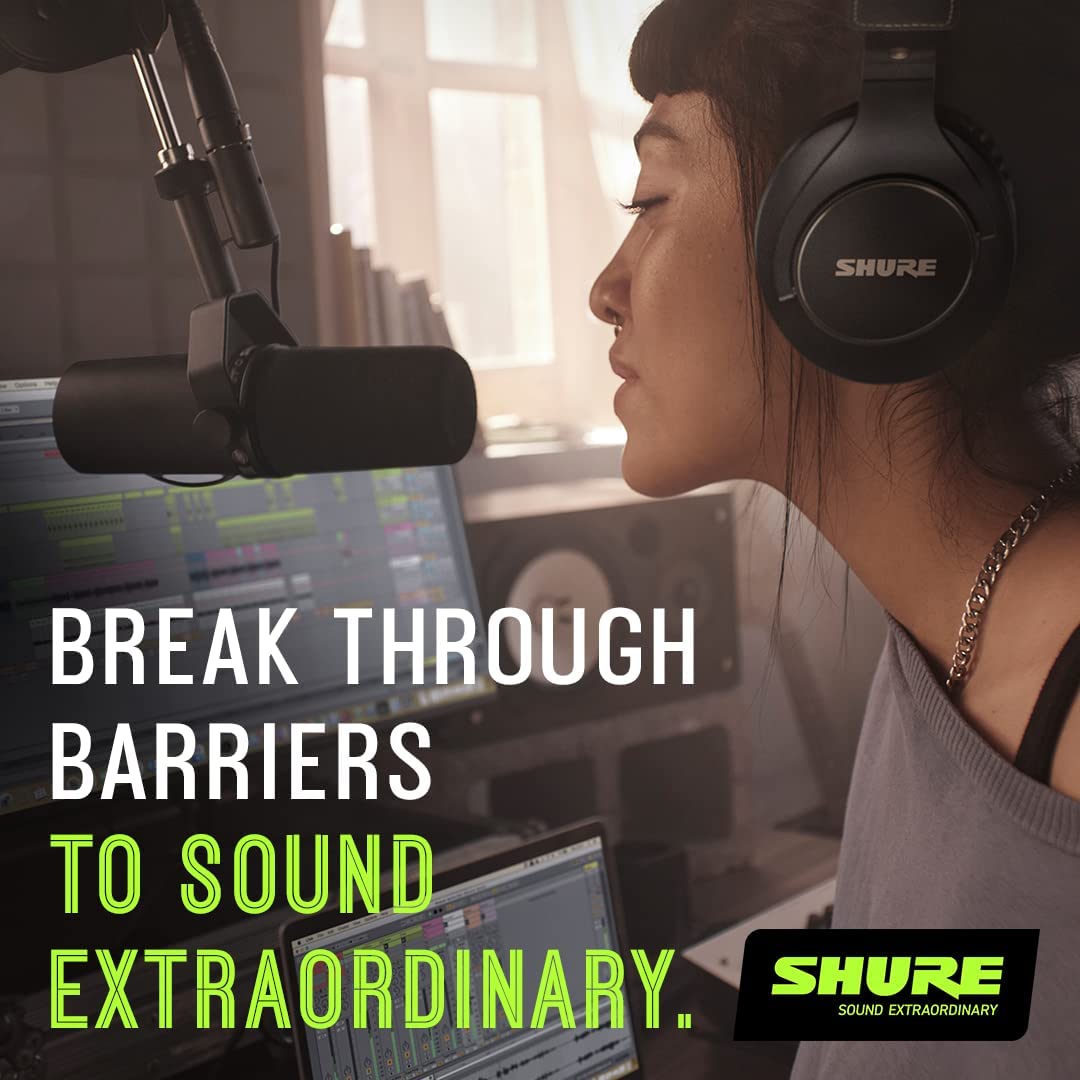 Shure SM7B Vocal Dynamic Microphone for Broadcast， Podcast &amp; Recording， XLR Studio Mic for Music &amp; Speech， Wide-Range Frequency， Warm &amp; Smooth Sound， Rugged Construction， Detachable Windsc