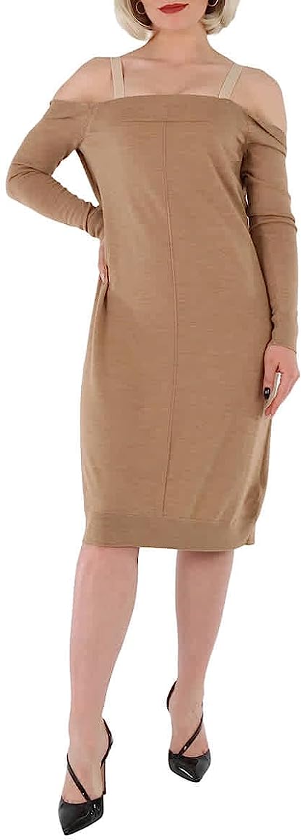 BURBERRY Ladies Biscuit Bra-Detail Long Sleeve Wool Dress, Brand Size 6 (US Size 4)