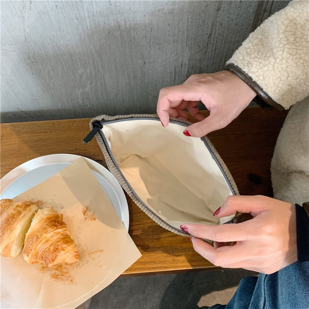 Cosmetic Bags for Women - Corduroy Cosmetic Bag Aesthetic Women Handbags Purses Smile Dots Makeup Organizer Storage Makeup Bag Girls Pencil Case Bags (Beige)