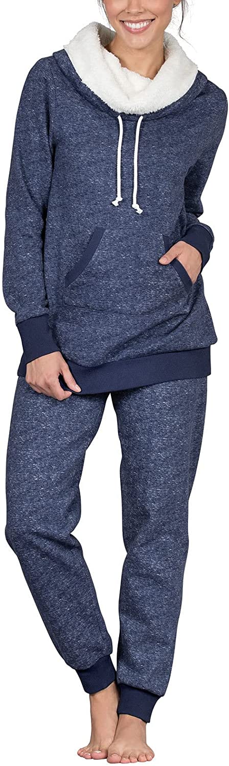 PajamaGram Womens Pajama Sets - Winter Pajamas For Women, Shearling Rollneck