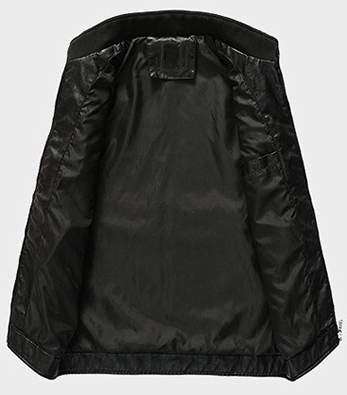 Youhan Men's Casual Zip Up Slim Bomber Faux Leather Jacket