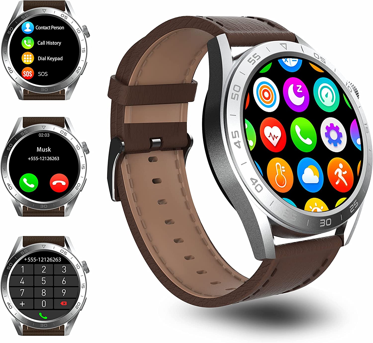 AHWOO Smart Watches for Men Women(Make/Answer Call)，Activity Trackers and Smartwatches with Heart Rate,Sleep,Blood Oxygen Monitor，Waterproof Fitness Smart Watch for Android iPhone Compatible