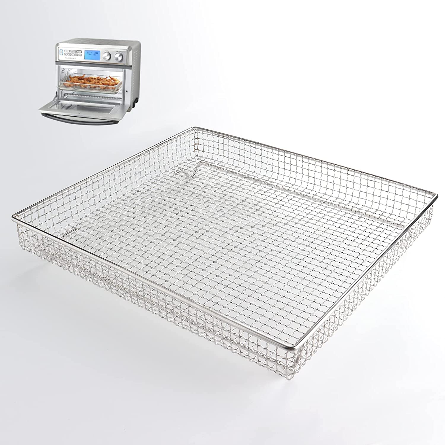Air Fryer Basket, Replacement Accessories for Cuisinart TOA-95 Digital AirFryer Toaster Oven, 304 Food-Grade Stainless Steel Wire Rack, Larger Non-stick Crisping Basket for Cooking Baking and Cooling