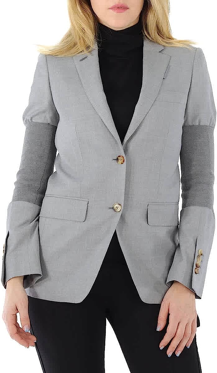 BURBERRY Ladies Ribbed-Panel Single-Breasted Wool Blazer Jacket