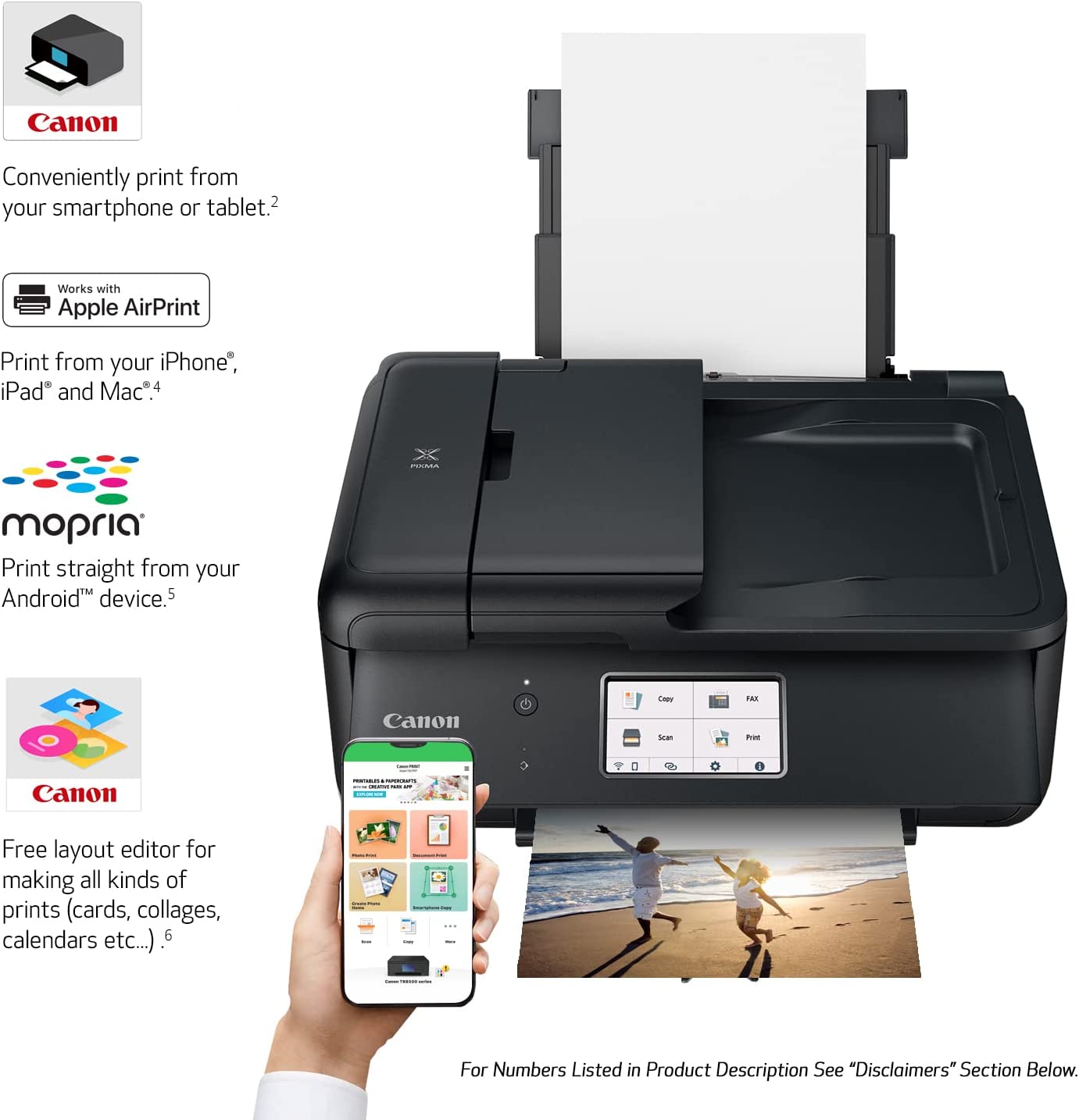Canon TR8620a All-in-One Printer Home Office | Copier |Scanner| Fax |Auto Document Feeder | Photo and Document | Airprint (R) and Android, Black