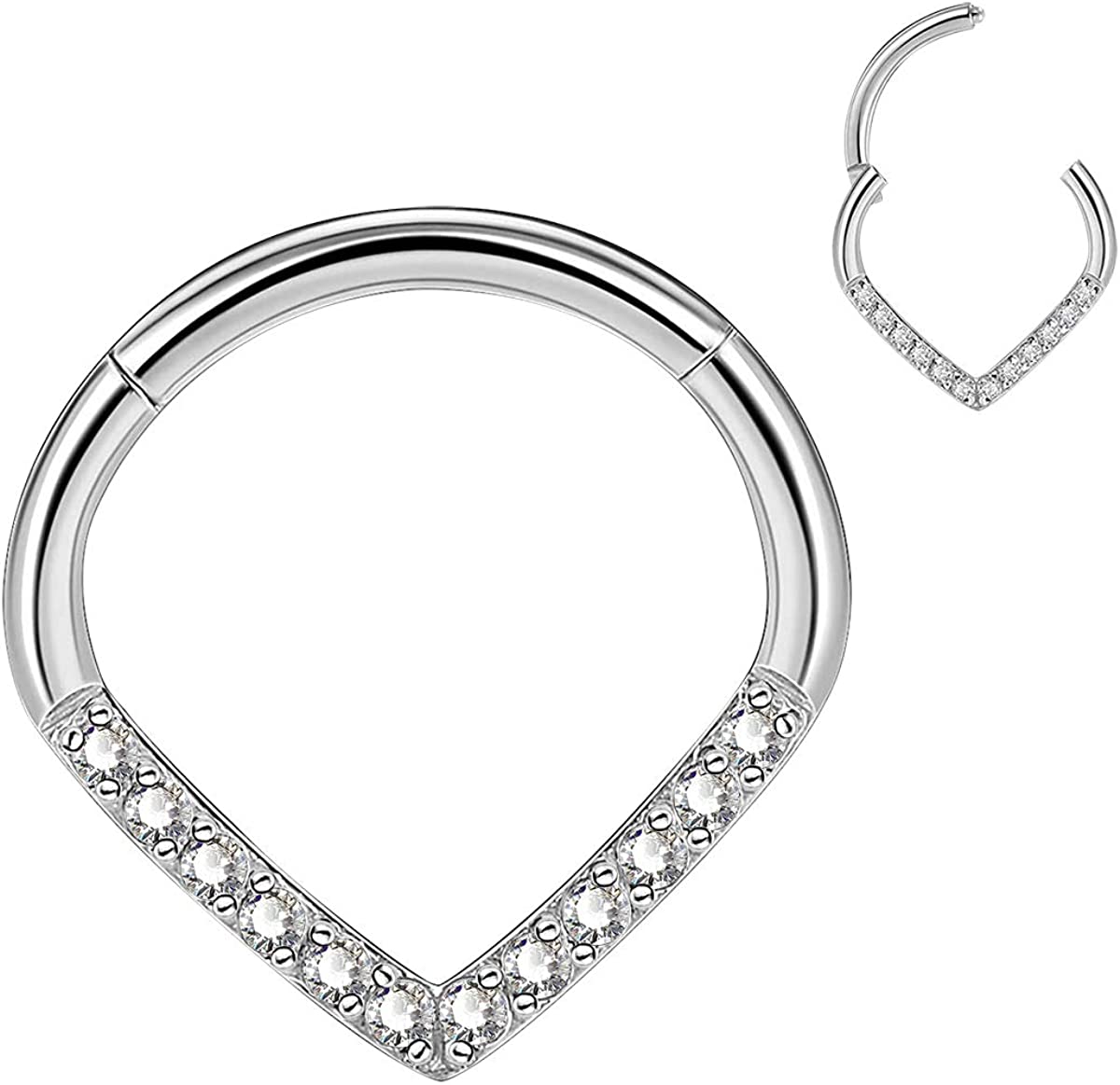 CM Crareesi Mania Teardrop Daith Earrings Hoop Hinged Clicker Rings 16G Helix Cartilage Earrings Hoop 316L Stainless Steel CZ Helix Tragus Daith Septum Clicker Jewellery
