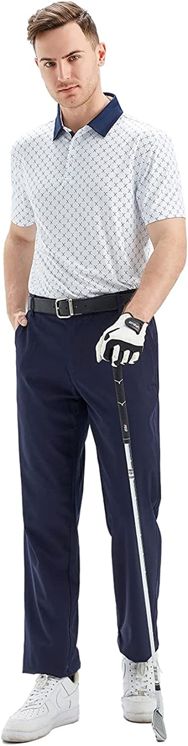 Golf Shirts for Men Dry Fit Short Sleeve Print Performance Moisture Wicking Polo Shirt