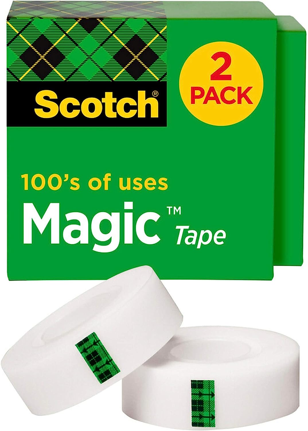 "Scotch Brand Magic Tape, 2 Rolls, Numerous Applications, Engineered for Repairing, Great for Gift Wrapping, 3/4 x 1000 Inches, Boxed (810K2)"