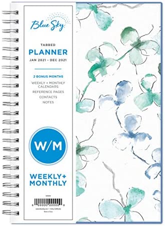 Blue Sky 2021 Weekly & Monthly Planner, Frosted Flexible Cover, Twin-Wire Binding, 5" x 8", Lindley (101579-21)