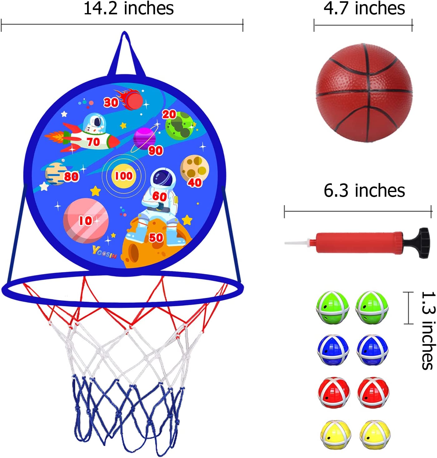14" Dart Board for Kids, Basketball Hoop for Kids Toddlers, Sports & Outdoor Play Toys, Kids Toys, Boy Toys, Birthday Gift Toy for 3 4 5 6 7 8 9 10 11 12 Year Old Boys Girls, Easter Gifts Party Favors