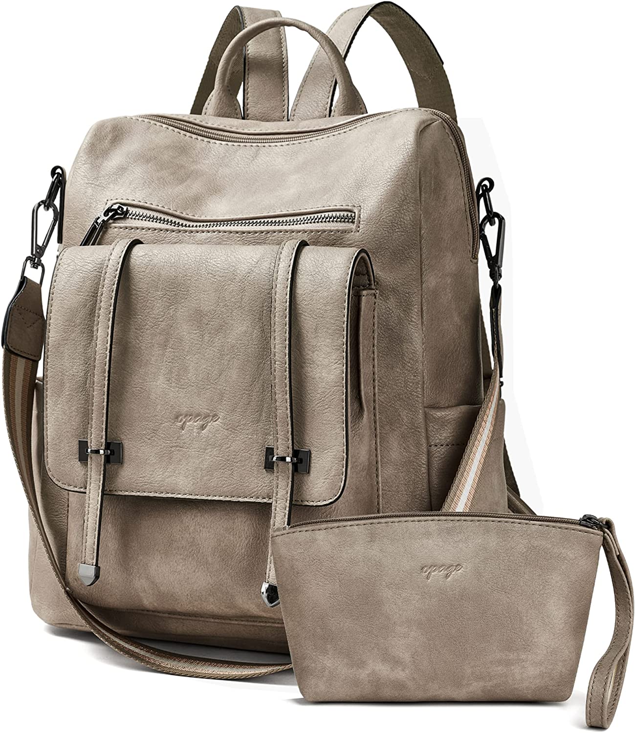 OPAGE Backpack Purse for Women Leather Backpack Purse Travel Backpack Fashion Designer Ladies Shoulder Bags With Wristlets