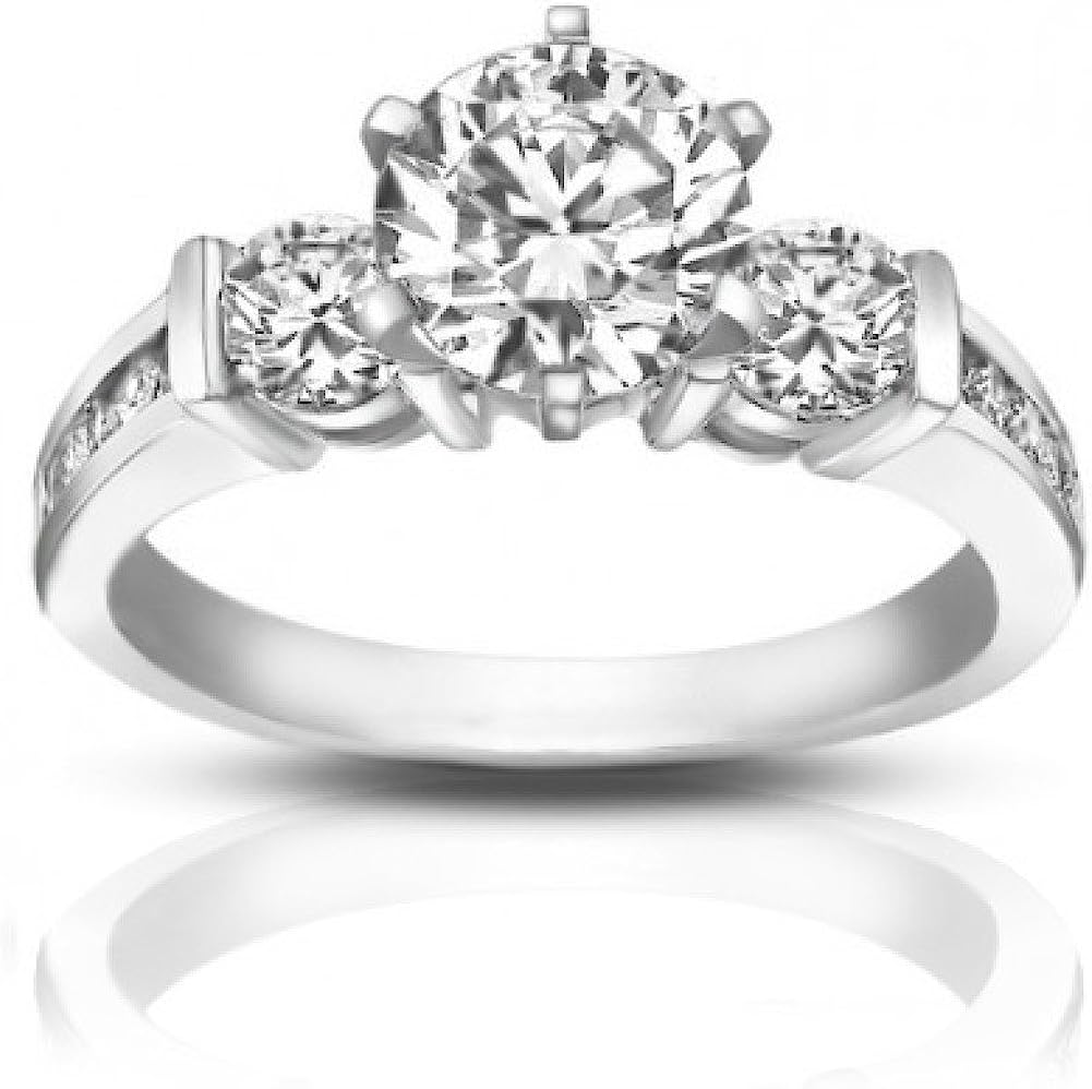 Madina Jewelry 1.74 ct Ladies Round Cut Diamond Engagement Ring in Channel Setting in in Platinum