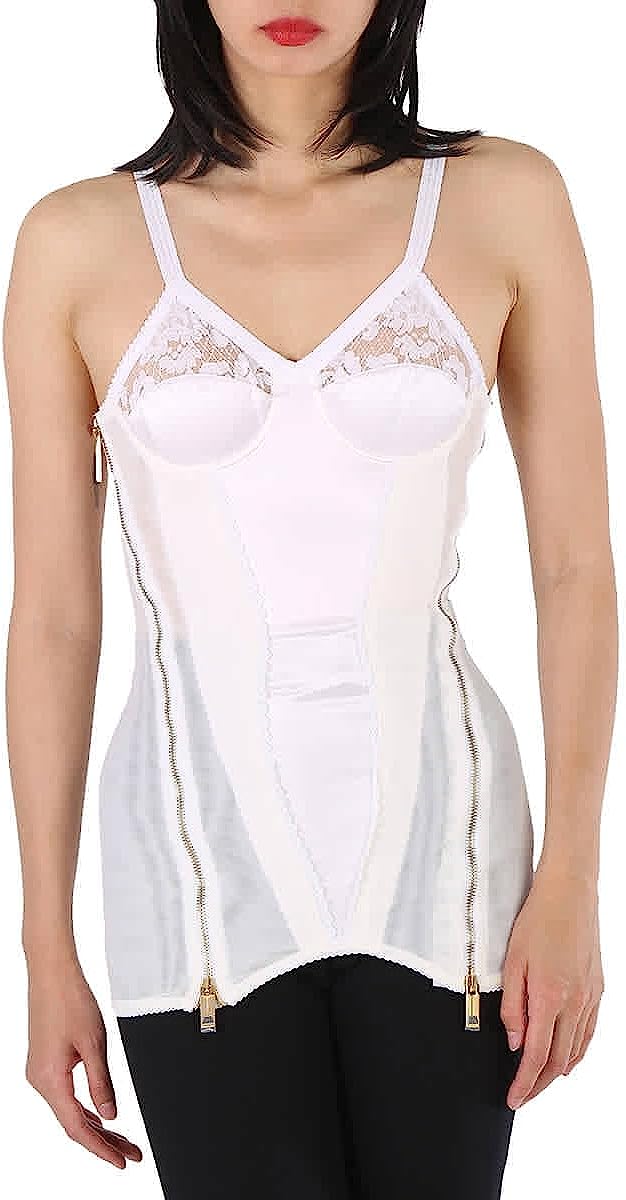 BURBERRY Optic White Lace Detail Silk Corset Dress, Brand Size 6 (US Size 4)