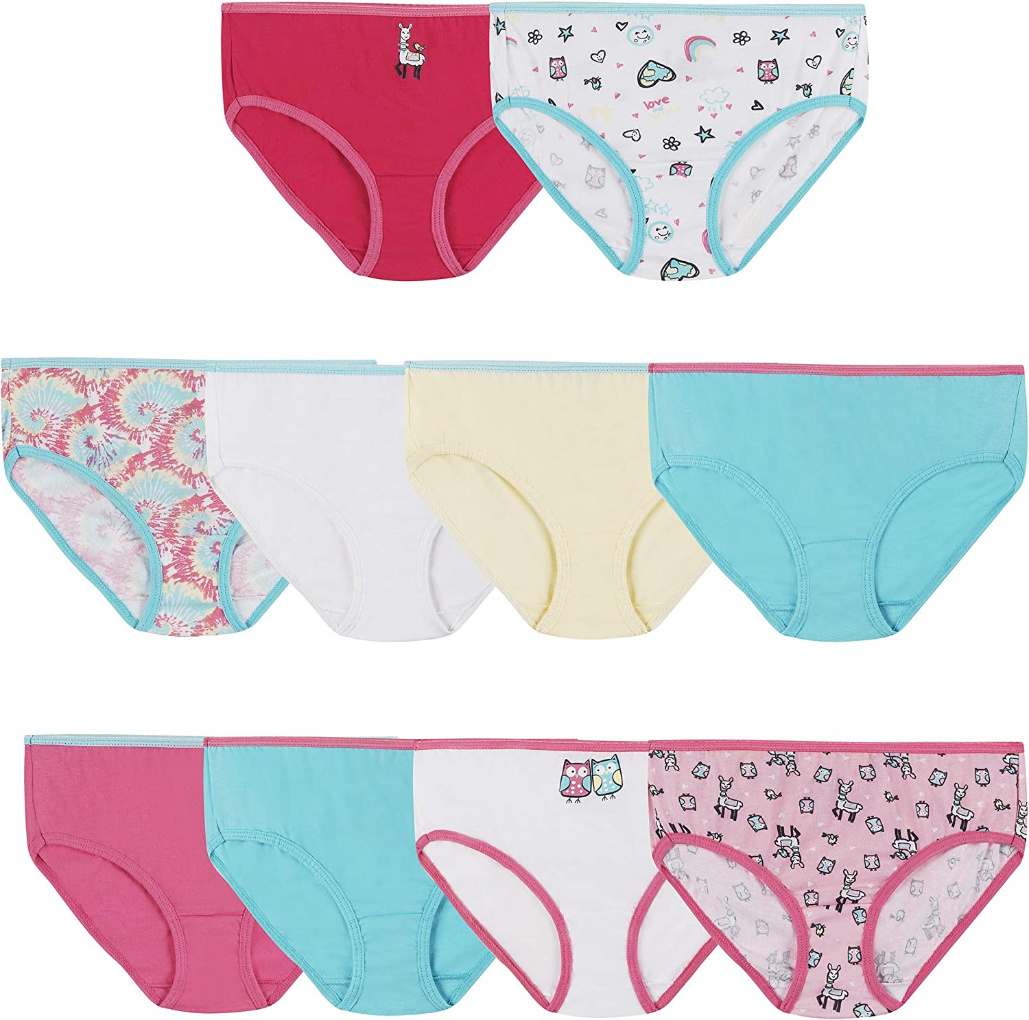 Hanes Girls and Toddler Underwear, Cotton Knit Tagless Brief, Hipster, and Bikini Panties, Multipack (Colors May Vary)