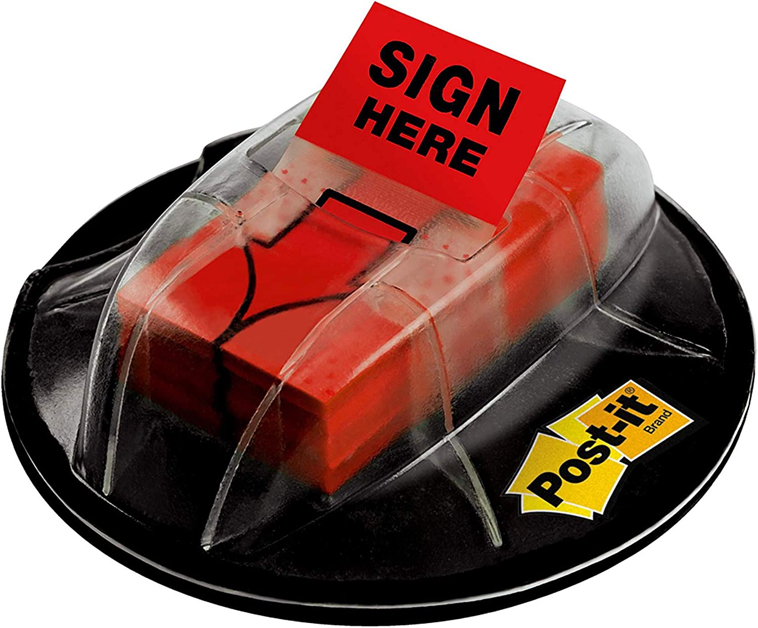 Post-it Message Flags, "Sign Here", 200/Desk Grip Dispenser, 1 Dispenser/Pack, 1 in Wide, Red (680-HVSHR)