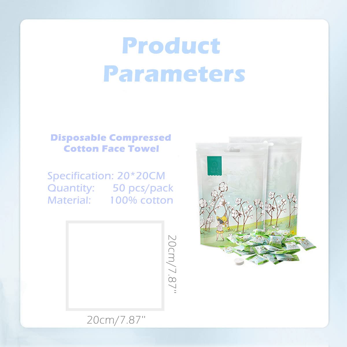 50 Pcs Compressed Towel Tablets Portable Disposable Coin Tissues, Soft Compressed Wash Wipe, Face Care Cloth, Perfect for Traveling Camping Cosmetic Use