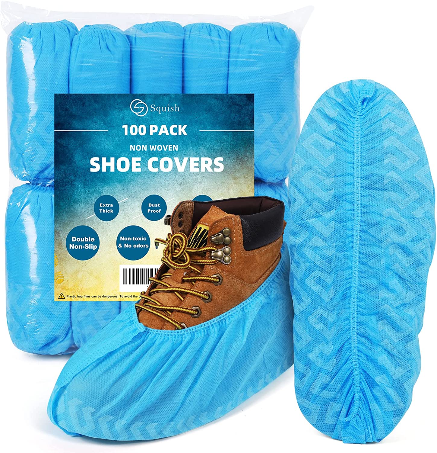 Shoe Covers Non Slip, 100 Pack(50 pairs) Thick Extra Disposable Boot Covers Slip Proof Shoe Cover for Indoors Outdoors Recyclable Durable Protector Covers Fits Virtually Most Shoes