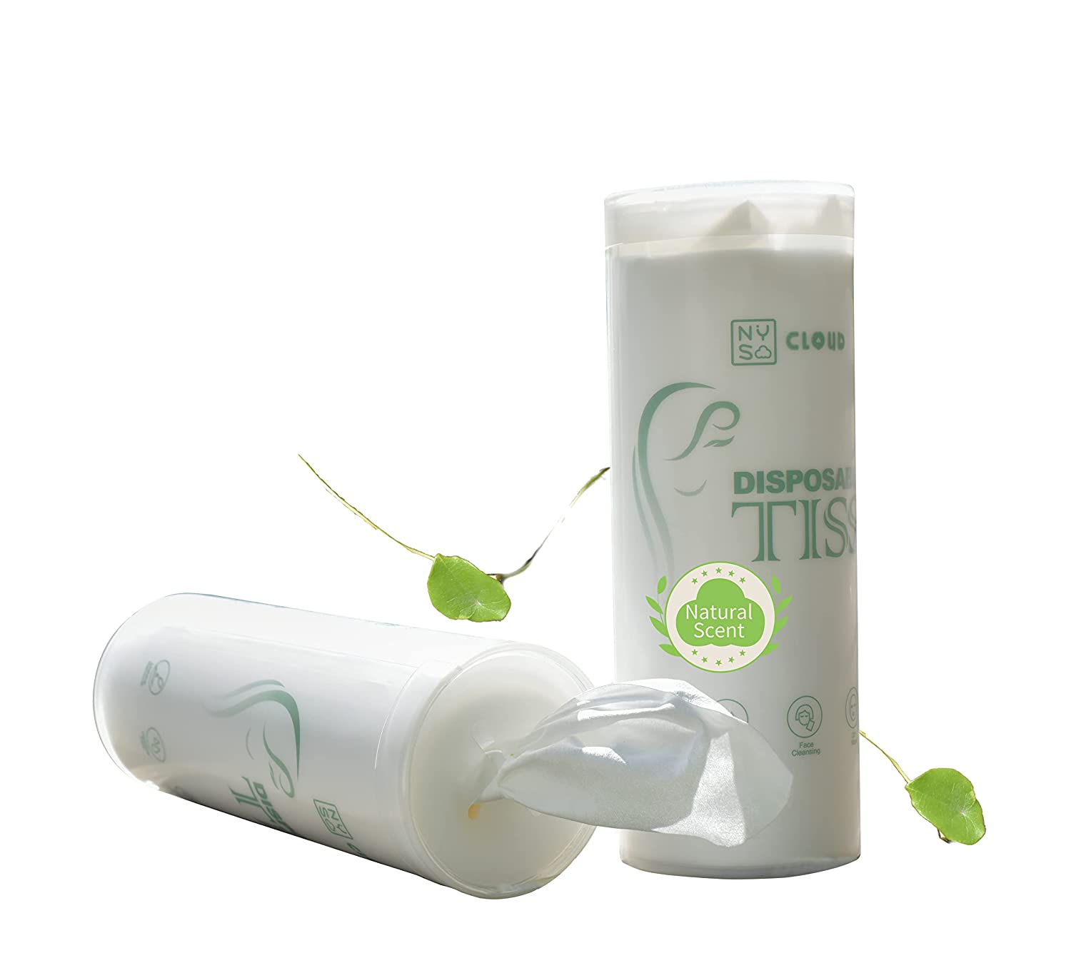 NYS CLOUD – Disposable Ultra Soft Facial Tissue, Daily Face Wipe and Cleansing Towelettes, 60 Count Portable Travel Size, Unscented