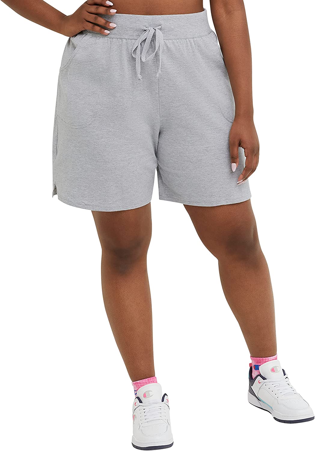 Champion Women’s Plus Size Jersey Shorts for Women, Plus Size Gym Shorts, 5"