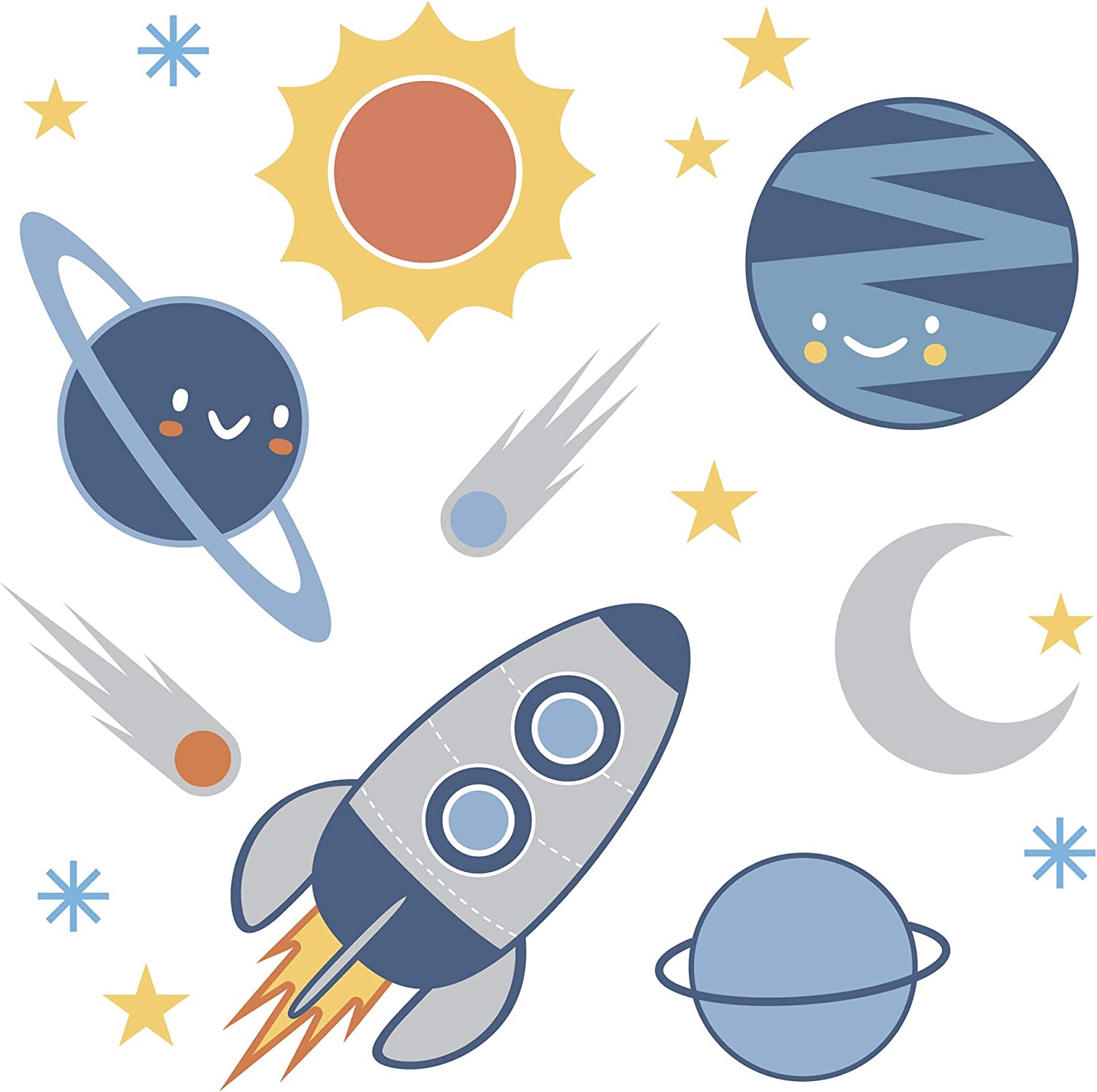 Lambs & Ivy Milky Way Space Galaxy 4-Piece Baby Nursery Crib Bedding Set - Blue/Gray