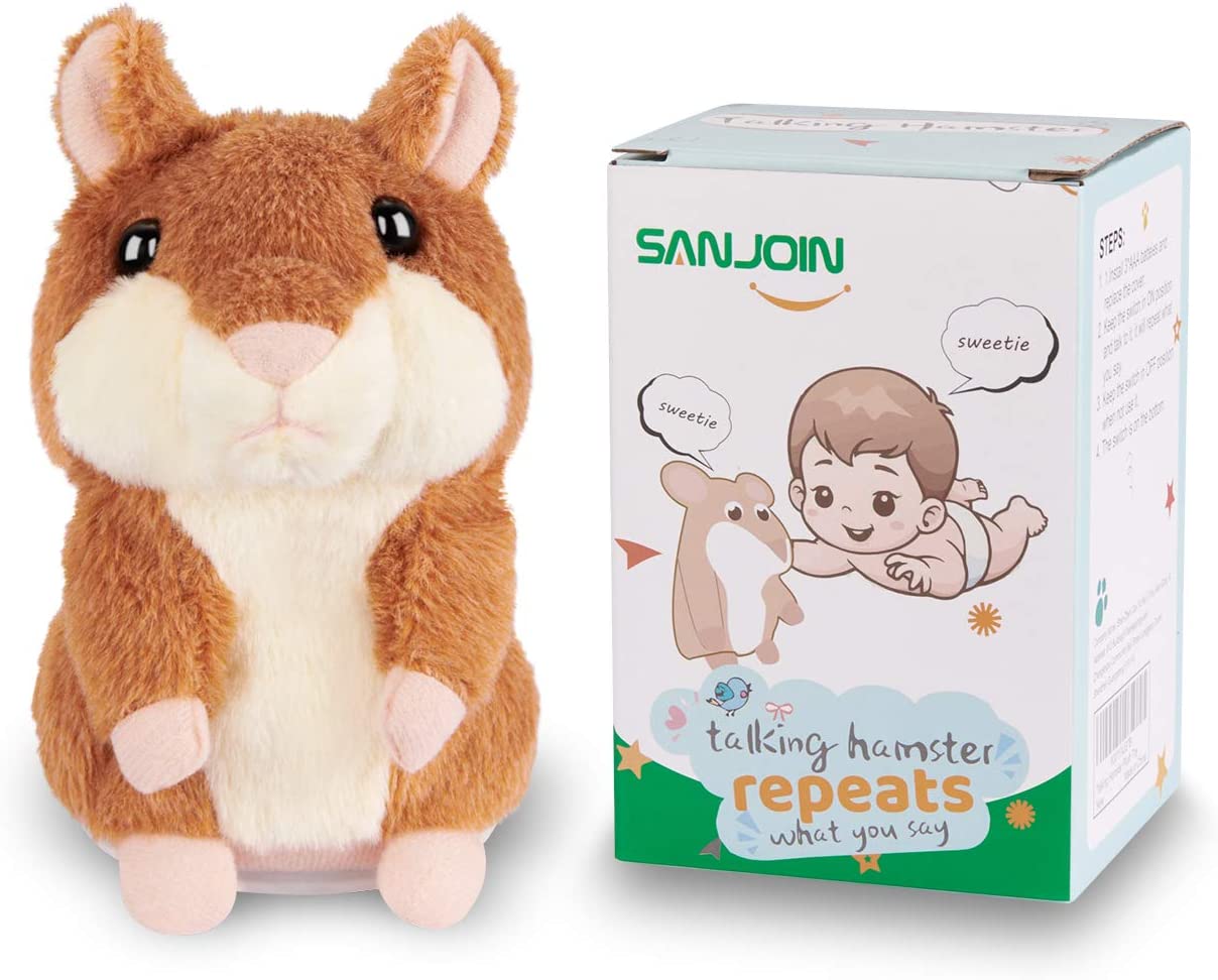 SANJOIN Toddlers Toys for 2 3 Year Old Talking Hamster Repeats What You Say, Talking Interactive Toy Repeating Birthday Gift, Kids Toys for Boys Girls Gifts for 1.5+ Year Old Kids, Baby, Child