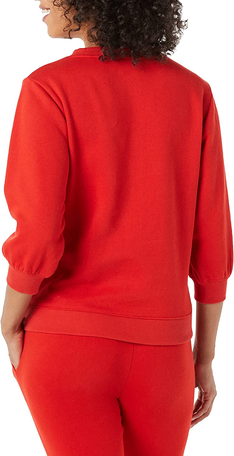 Amazon Essentials Women's French Terry Fleece Sleeve Detail Crewneck Sweatshirt