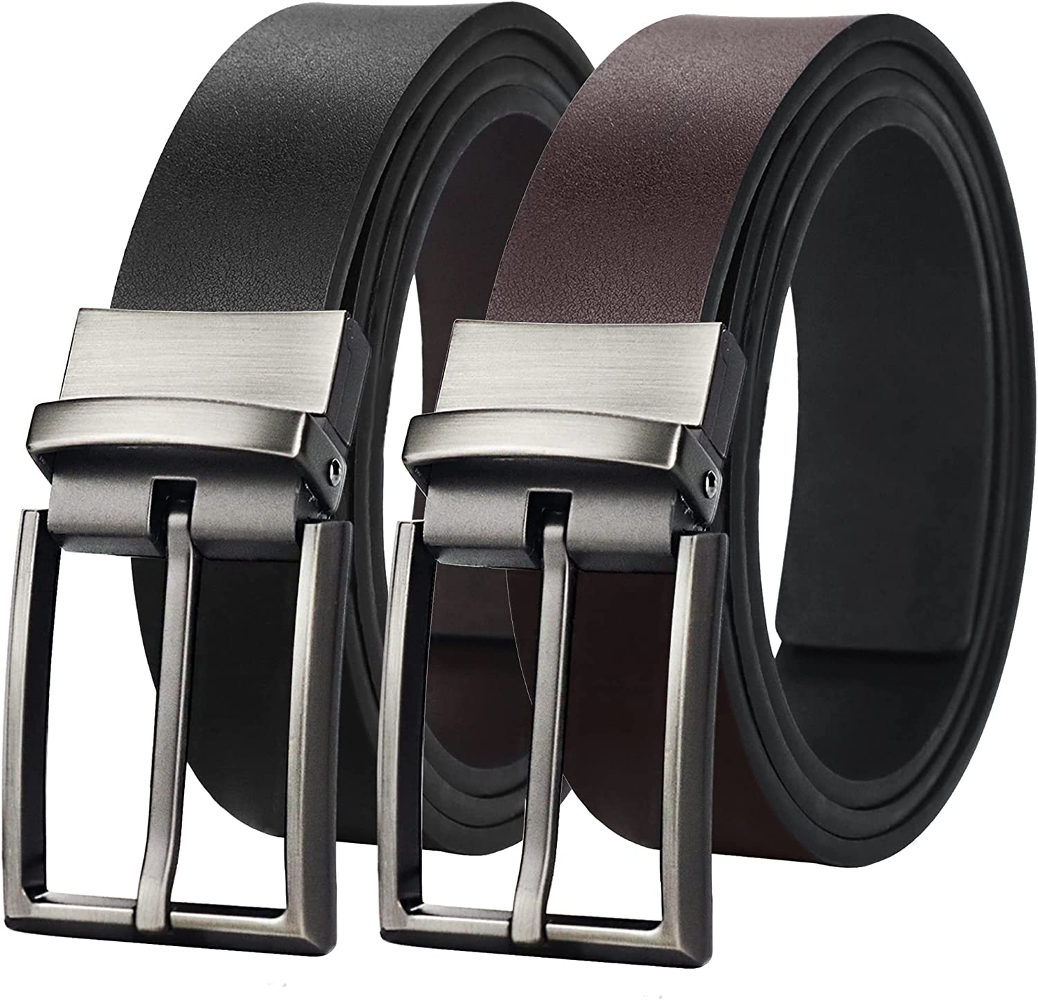 maikun Mens Reversible Leather Belt, Dress Casual Belts for Men, One Belt Reverse For 2 Sides