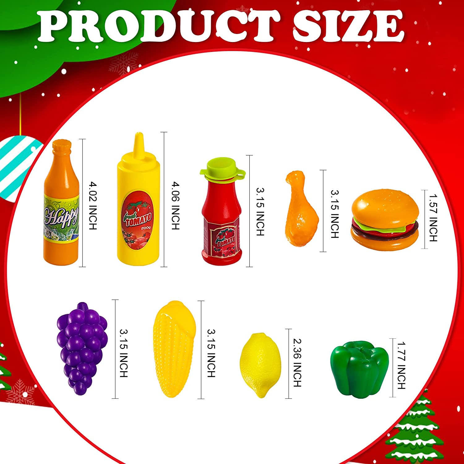 MGparty 160 Pieces Play Food Set, Pretend Play Food for Children Plastic Food Fruits Vegetables Accessories Toys, Play Kitchen for Birthday Party Supplies