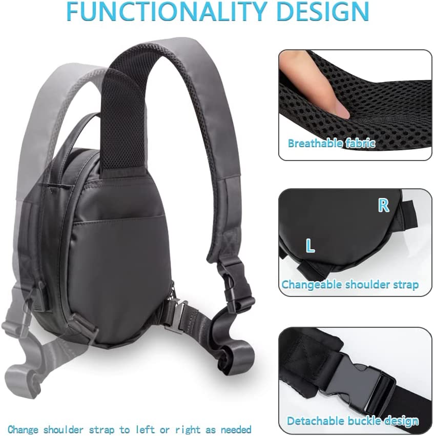 Carrying Case for Oculus Meta Quest 2， Fashion Hard Crossbody Travel Bag for Meta Quest Pro Gaming Headset and Controllers， Lightweight VR Accessories Storage with Portable USB Charging Port， Black