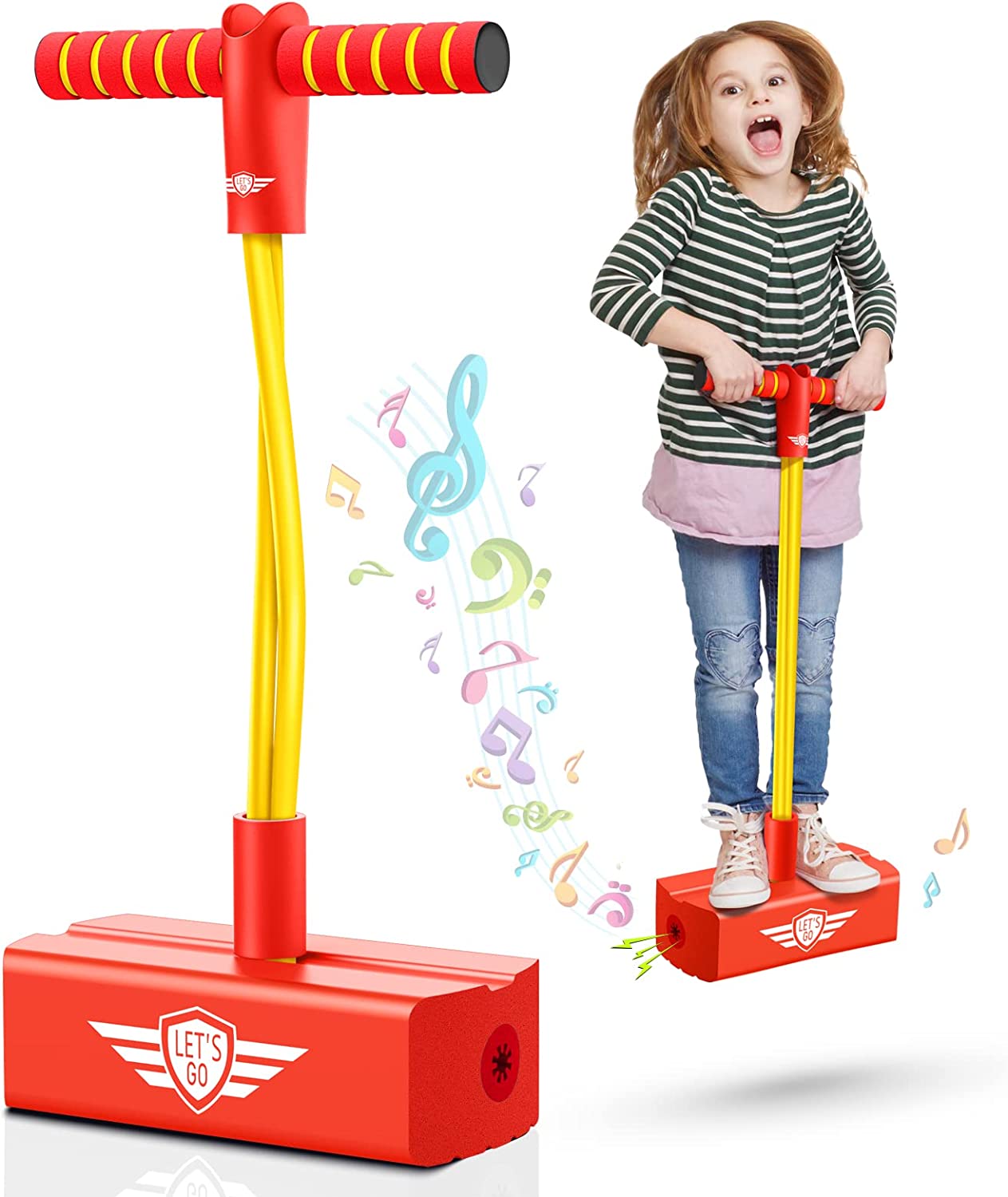CUUGO LET'S GO! CG Jumping Promotes Growing Taller- Pogo Stick Foam Pogo Jumper for Kids, Toys for 3-12 Year Old Boys Girls Outdoor Toys Indoor Toys Fun Gifts Christmas Stocking Stuffers Gifts