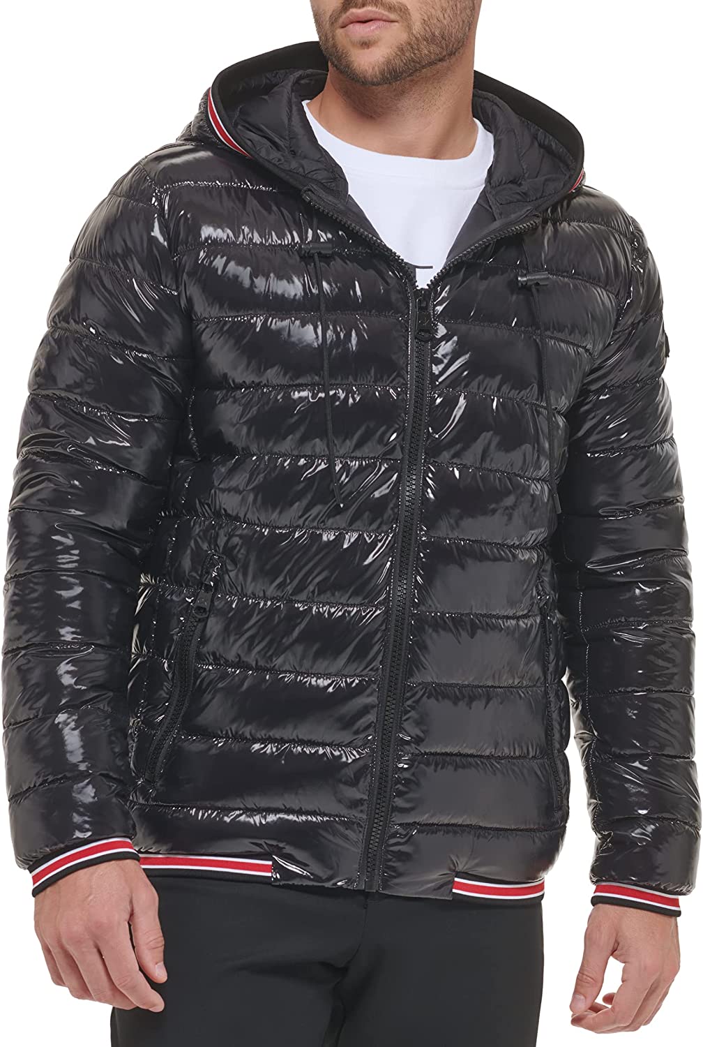 Calvin Klein Hooded Shiny Puffer Jackets, Winter Coats for Men