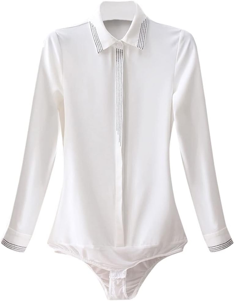 CZDYUF Long Sleeve Patchwork Shirt Women's Spring and Autumn Striped Contrast Chiffon Casual Bottomed -Piece Shirt (Color : D, Size : 2XL)