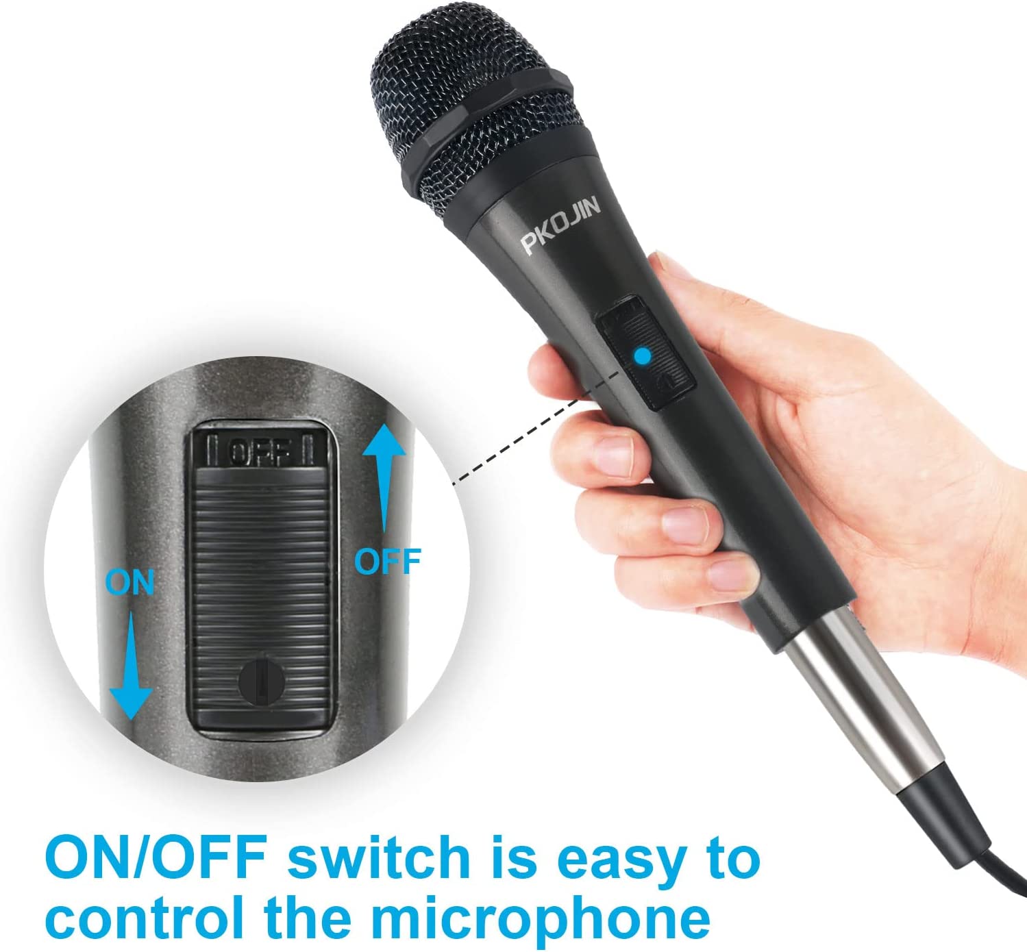 PKOJIN Dynamic Karaoke Microphone for Singing, Vocal Wired Microphone for Karaoke, Handheld Mic with 10 Ft Cable, Mics for Speaker with ON/Off Switch